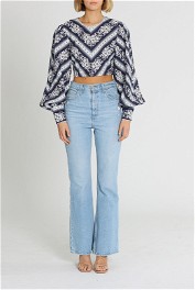 Alice McCall Flower Chain Crop Top Navy