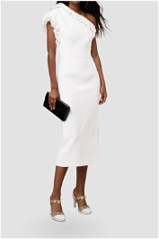Ivory Baci One Shoulder Midi Dress