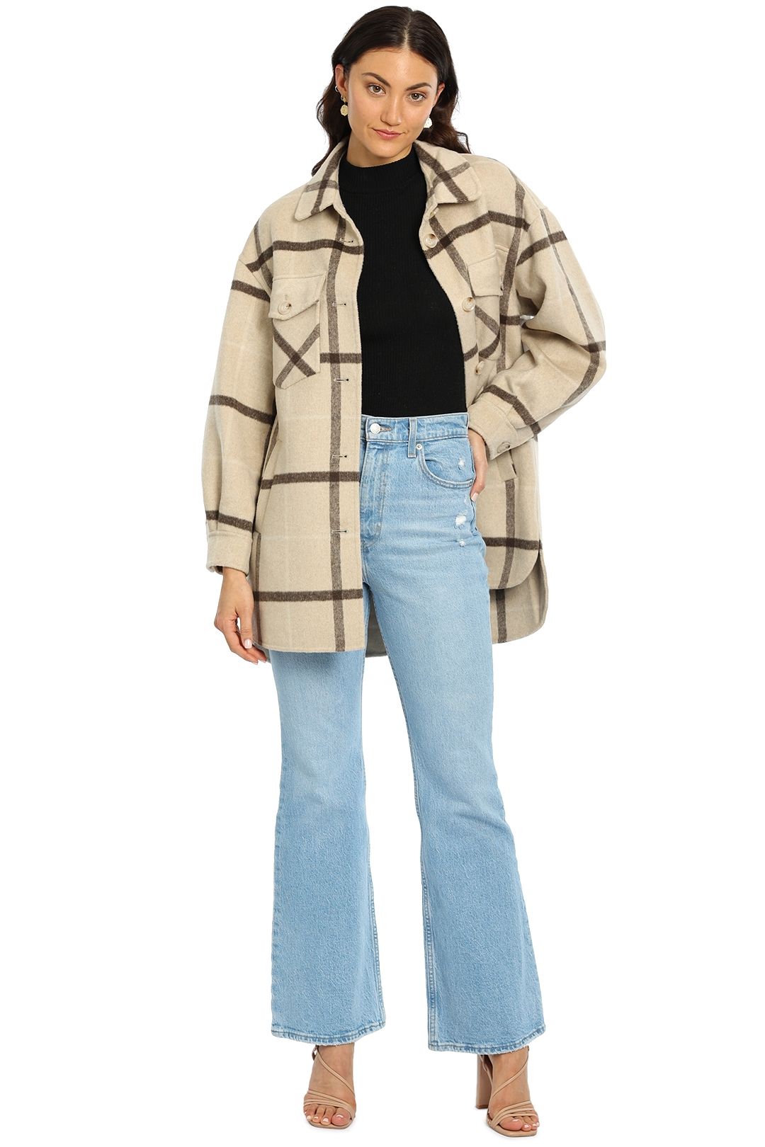 Belle and Bloom - River’s Edge Plaid Shacket - Beige