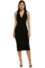 By-Johnny-V-Neck-Bow-Shoulder-Dress-Black-Front