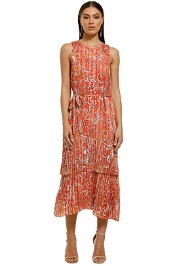 Cooper-St-Stevie-Pleated-Midi-Dress-Paisley-Print-Front