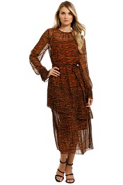 Cooper-St - Esmee Zebra Midi Dress - Toffee Zebra Print-Front