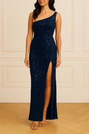 Dress Hire Formal  Evening Nookie One Shoulder Navy Gown Midnight Blue