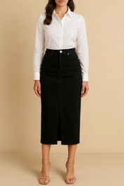 Dress Hire Brunch Calvin Klein	Maxi Denim Skirt in Clean Black