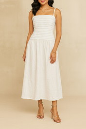 Dress hire casual Dissh - Reece White Linen Midi Dress