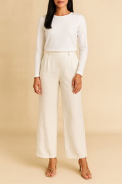 Dress Hire Brunch Kinga Csilla	Scalloped Hem Linen Pants Ivory