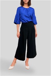 Veronika Maine Washer Draped Sleeve Top Blue Jewel