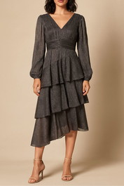 Dress Hire Cocktail party Atmos&Here	Emery Midi Dress in Black Sparkle