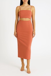 Dress Hire Cocktail party Pasduchas Pulse Slash Midi in Salmon