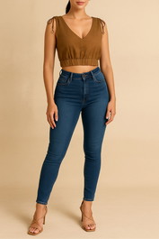 Dress Hire Festival Seafolly	V Neck Crop Top Brown