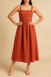 Dress hire party AERE Sleeveless Boned Linen Midi Dress