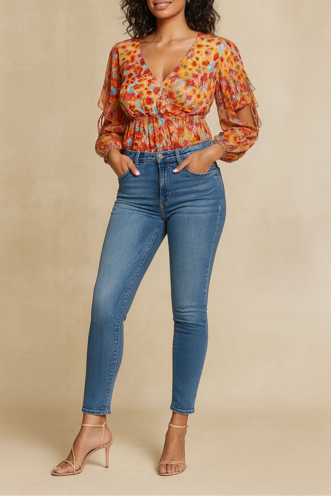 Dress Hire Party GUESSLong Sleeve Saskika Drapy Top