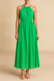 Dress Hire Party Veronika Maine Silky Voile Dress in Clover