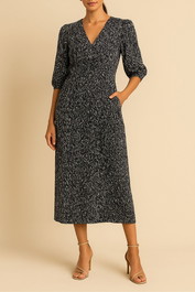 Dress Hire Work function CUE	Monochrome Midi Dress Print