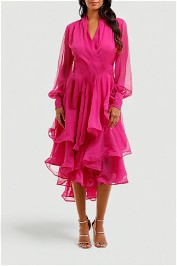 Elliatt Cuba Dress Orchid Wrap Silhouette Long Sleeves