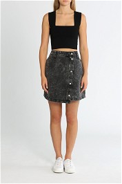 Ena Pelly Ally Denim Skirt Acid Wash Black