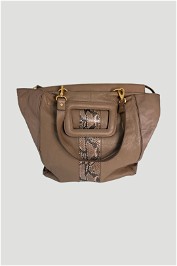 Mimco Taupe Leather Snake Print Bag