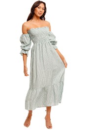 Jillian Boustred Esther Dress Green Stripe