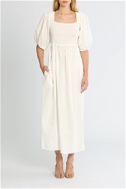 Kate Sylvester Shirred Maxi Dress Side Seam Pockets