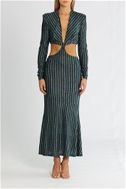 Misha Despina Dress Blue Disco Stripe Midi