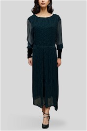 NU Denmark Green Polkadot Midi Dress