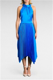 Portmans Harlow Halter Pleated Satin Dress Asym