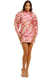 Rotate-By-Birger-Christensen-Puffed- Floral-Mini-Dress-Raspberry-Rose-Front