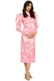 Rotate By Birger Christensen Theresa Dress Pink Midi
