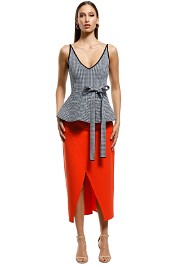 Scanlan Theodore - Crepe Knit Plaid Strappy Top - Blue - Front