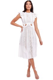 Self Portrait Embroidered Cut-Out Midi Dress White