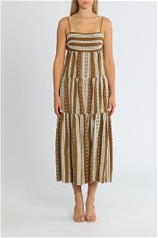 Shona Joy Atlas Backless Tiered Midi Dress Cream