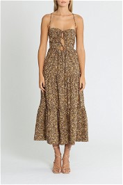 Shona joy Lilou Backless Midi Dress Tiered Skirt