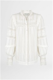 Shona Joy Lucia Balloon Sleeve Frill Shirt Ivory