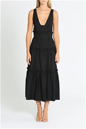 Shona Joy Tiered Midi Dress Black