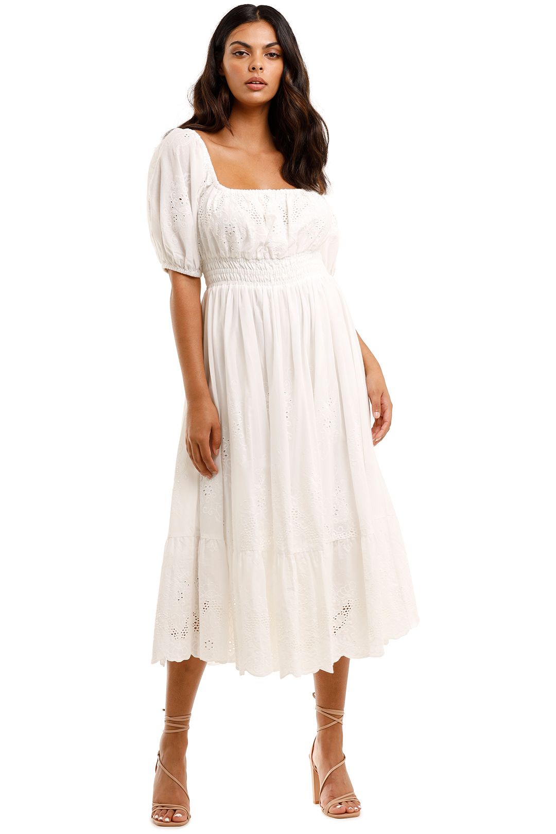 Spell Capulet Broderie Anglaise Soiree Dress White