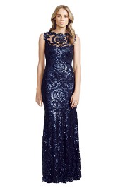 Tadashi Shoji - Paillette Lace Gown - Navy - Front