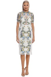 Thurley - Vasette Lace Midi Dress - Blue Ivory - Front