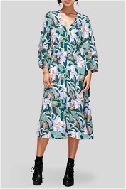 Veronika Maine	Pastel Lilies Dress in Jade