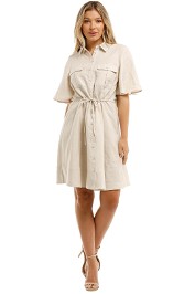 Witchery Linen Shirt Dress Oyster Knee Length