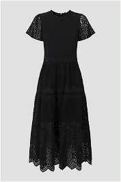 Decjuba Black Broderie Midi Dress