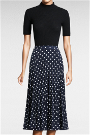 Sportscraft Blue and White Polka Dot Skirt